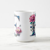 Lettre E Mug de café - Design floral pour le don (Centre)