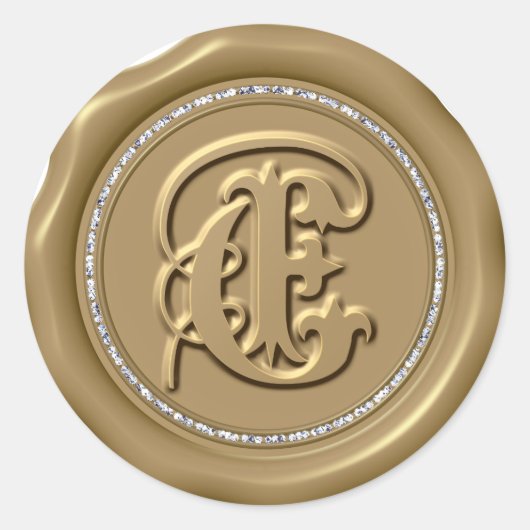 *~* Lettre E Stickers Cercle Diamant cire d'or (Devant)