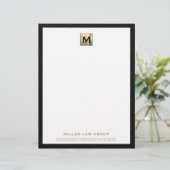 Lettre Élégante en-tête de monogramme or (Debout devant)