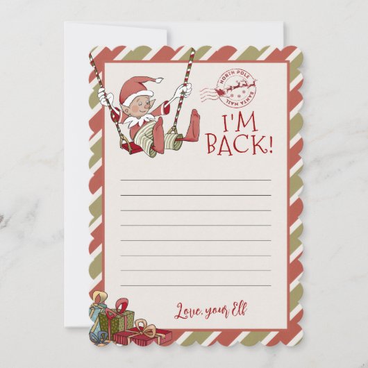 Lettre Elf "I'm Back" Carte pour notes modifiable (Devant)