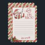 Lettre Elf "I'm Back" Carte pour notes modifiable<br><div class="desc">Je suis de retour ! Ce petit elfe attend le grand plaisir de Noël. Les aquarelles et la typographie saisonnière sont caractéristiques du design. Personnalisez ce design elfe mignon avec vos détails facilement et rapidement. Appuyez sur le bouton customiser pour réorganiser davantage le texte et formater le style et le...</div>
