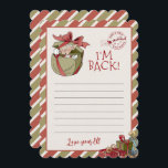 Lettre Elf "I'm Back" Cartes pour notes modifiable<br><div class="desc">Je suis de retour ! Ce petit elfe attend le grand plaisir de Noël. Les aquarelles et la typographie saisonnière sont caractéristiques du design. Personnalisez ce design elfe mignon avec vos détails facilement et rapidement. Appuyez sur le bouton customiser pour réorganiser davantage le texte et formater le style et le...</div>