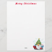 Lettre En-tête de Noël Gnome avec cadeau (Dos)