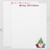 Lettre En-tête de Noël Gnome avec cadeau (Devant / Derrière)