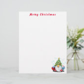 Lettre En-tête de Noël Gnome avec cadeau (Debout devant)