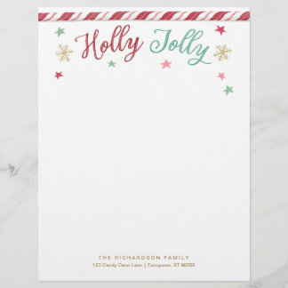 Lettre En-tête de Noël Holly Jolly personnalisée
