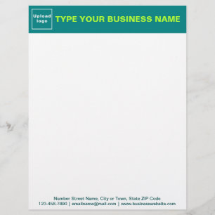 Lettre En-tête vert cyan et textes sur pied de page de l'