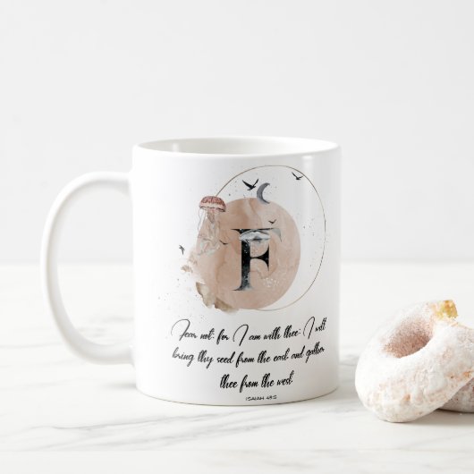Lettre F, bible aquarelle citation mug (Avec donut)
