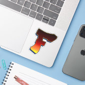 Lettre F - Sticker pour les flammes (Ordinateur portable avec iPhone)
