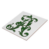 Lettre feuille A en carreaux Monogrammes verts (Côté)