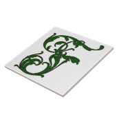Lettre feuille F en carreaux Monogrammes verts (Côté)