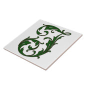 Lettre feuille I en carreaux Monogrammes verts (Côté)