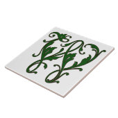 Lettre feuille W en carreaux Monogrammes verts (Côté)