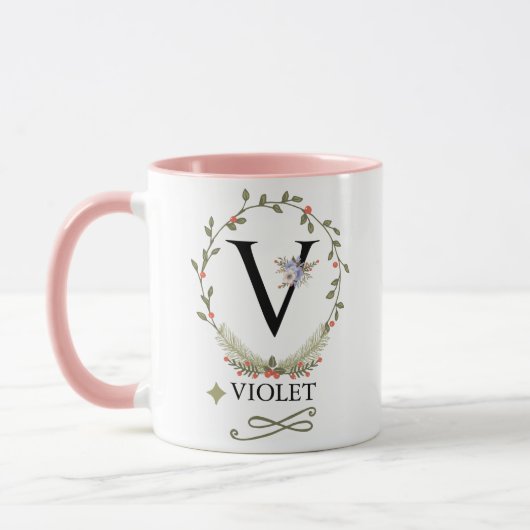 LETTRE FLEURIE COÛTE V MONogramme Mug (Gauche)
