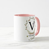 LETTRE FLEURIE COÛTE V MONogramme Mug (Devant droit)