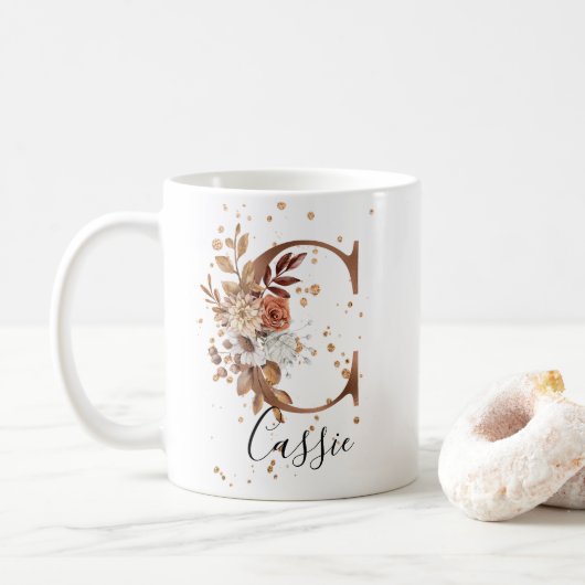 LETTRE FLEURIE DE COCOPIE C MONogramme Café Mug (Avec donut)