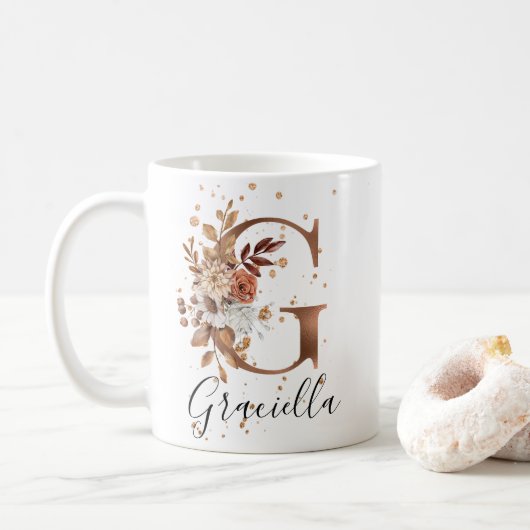 LETTRE FLEURIE DE COCOPIE G MONogramme Café Mug (Avec donut)