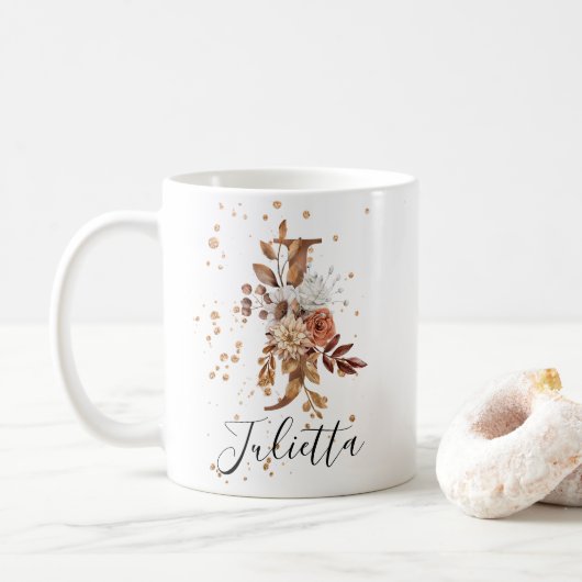 LETTRE FLEURIE DE COCOPIE J MONogramme Café Mug (Avec donut)