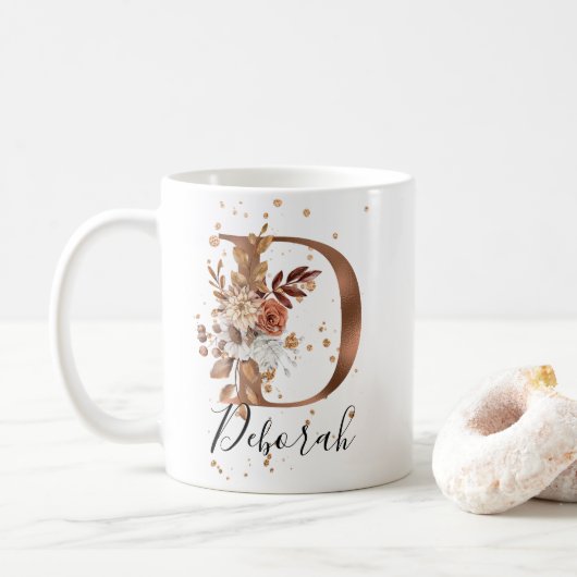 LETTRE FLEURIE DE COCOPIER D MONogramme Café Mug (Avec donut)