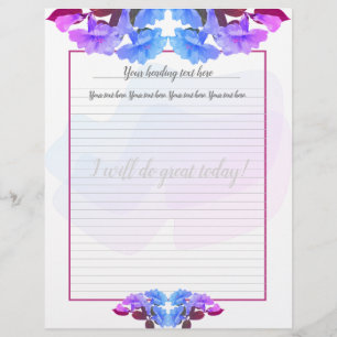 Lettre Fleurs de trompette bleu violet en-tête