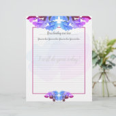 Lettre Fleurs de trompette bleu violet en-tête (Debout devant)