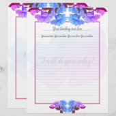 Lettre Fleurs de trompette bleu violet en-tête (Devant / Derrière)