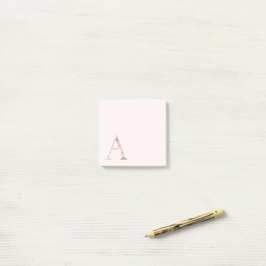 Lettre florale "A" Monogramme Post-It Notes (Sur un bureau)