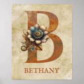 Lettre florale B Steampunk Poster (Devant)