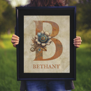 Lettre florale B Steampunk Poster