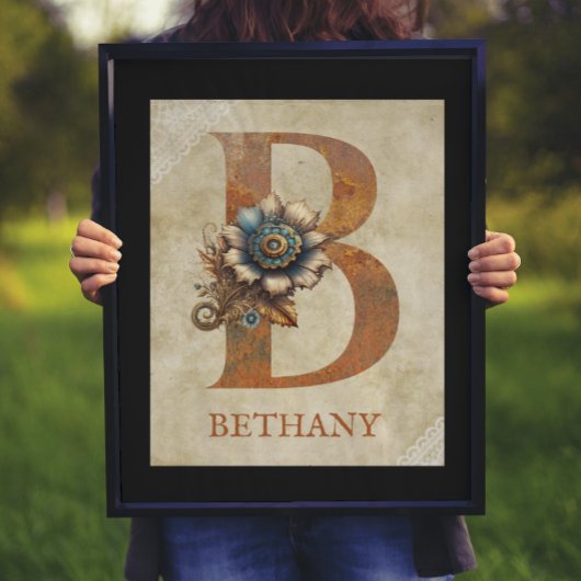 Lettre florale B Steampunk Poster
