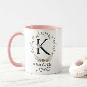 LETTRE FLORALE COLUE K MONogramme Mug