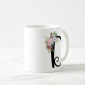 Lettre florale D, tasse d'aquarelle d'art de (Devant droit)