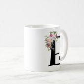 Lettre florale E, tasse d'aquarelle d'art de (Devant droit)