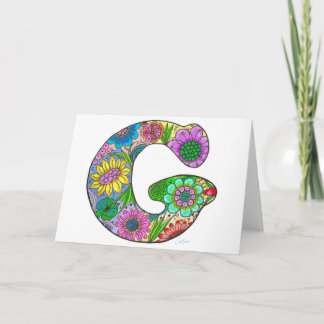 Lettre florale G Carte de voeux - Blanc à l'intéri