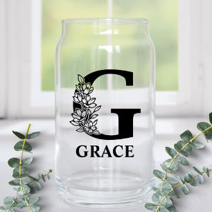 Lettre florale G Monogramme et nom personnalisé