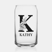 Lettre florale K Monogramme et nom personnalisé (Recto)