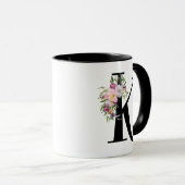 Lettre florale K, tasse d'aquarelle d'art de (Devant droit)