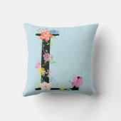 Lettre florale L coussin d'aquarelle (Verso)