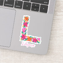 Lettre florale L stickers vinyle coupé sur mesure