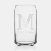 Lettre florale M Monogramme et nom personnalisé (Verso)