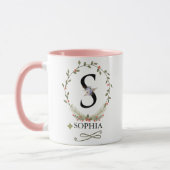 LETTRE Florale MACTE S MONogramme Mug (Gauche)