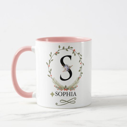 LETTRE Florale MACTE S MONogramme Mug (Gauche)