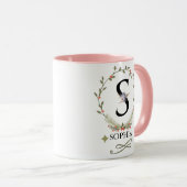 LETTRE Florale MACTE S MONogramme Mug (Devant droit)