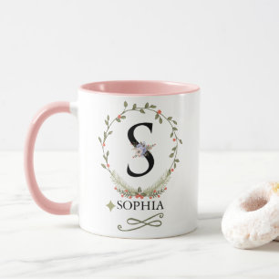 LETTRE Florale MACTE S MONogramme Mug