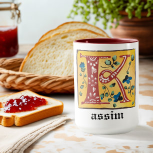 LETTRE Florale Médiévale ÉCLAIRÉE K MONogramme Mug