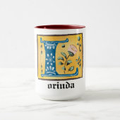 LETTRE Florale Médiévale ÉCLAIRÉE L MONogramme Mug (Centre)