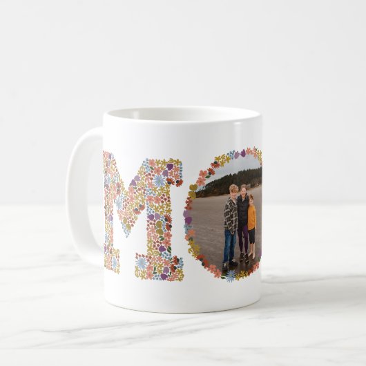 LETTRE Florale MOM MOM Photo Mug (Devant gauche)