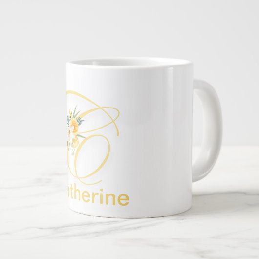 Lettre florale Monogramme moderne Café initial Mug (Devant droit)