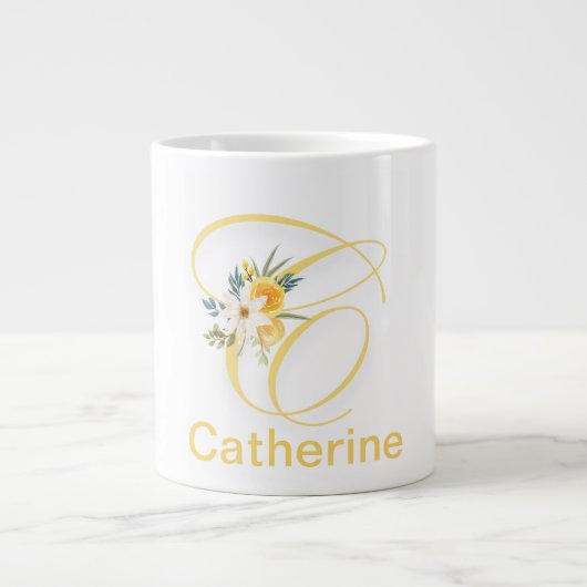 Lettre florale Monogramme moderne Café initial Mug (Devant)
