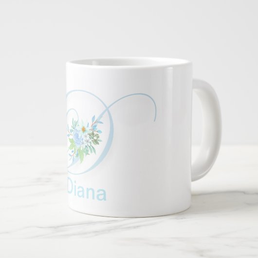 Lettre florale Monogramme moderne Café initial Mug (Devant droit)